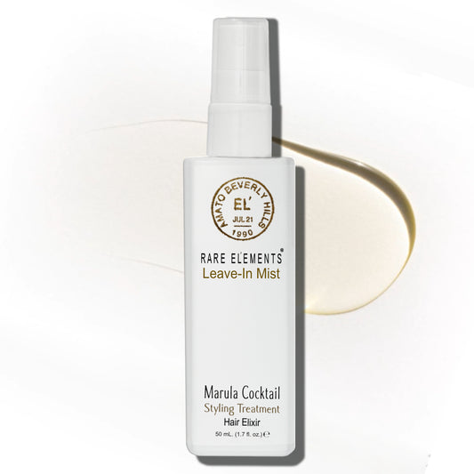 Bottle of Rare Elements Leave-In Mist on a white background