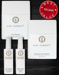 Rare Elements bundle collection for normal and fine hair. Includes a picture of 4 products, the El Treatment hair and scalp serum, Pure shampoo, Essential Lite conditioner,  and the Marula Cocktail leave in styling aid, which is  discounted when purchasing this bundle. 