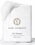 White shampoo bottle with 'Rare Elements' branding on a white background